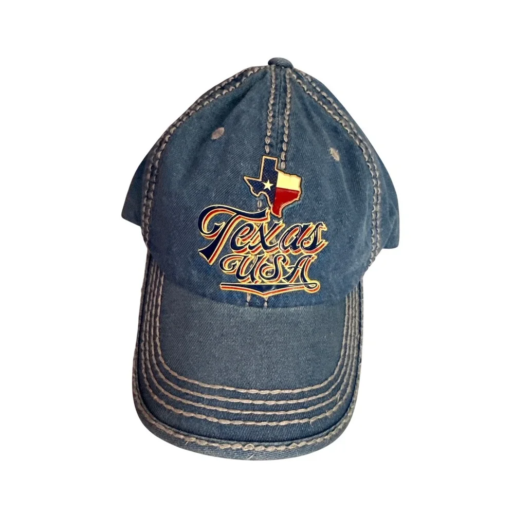 Texas USA Denim Distressed Baseball Cap Adjustable Ladies NWT